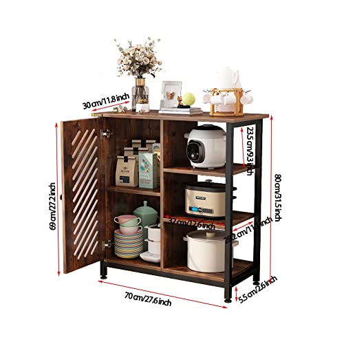 Storage Cabinet, Floor Standing Cabinet, Industrial Storage Cabinet, Cupboard, 3 Open Shelves And Closed Compartments, Free-Standing Organizer For Compact Space In Living Room/Bedroom/Entryway/Kitchen #TOP2
