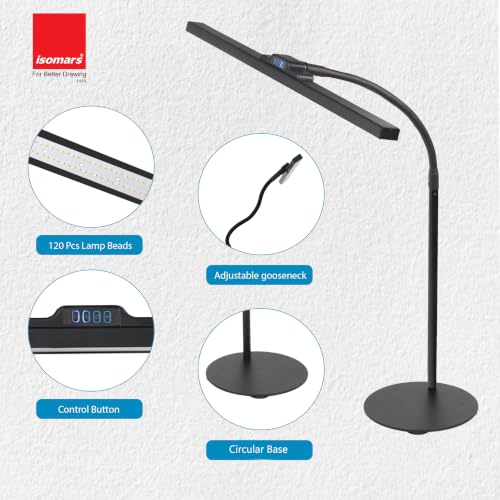 Image of Isomars LED Desk lamp for Computer Monitor and Laptop, Eye Friendly Study lamp, 3 Color Modes & 10 Step Brightness, Perfect for Reading, Study & Workbench 24 Inch (Black)