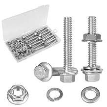 15 Sets 1/4-20 x 1-1/2" Flanged Hex Head Bolts Kits, 1/4-20 Flange Hexagon Screws and Nuts,Flat & Spring Lock Washers, 304 Stainless Steel 18-8,Fully Threaded