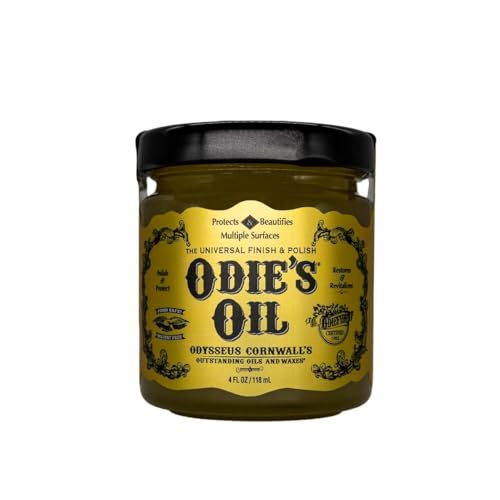Odie's Oil - Universal Finish for Wood, Leather, Plastic, Vinyl, Metal & More - 4 Oz Jar - Waterproof, Food Safe, Solvent Free Non-Toxic Finish