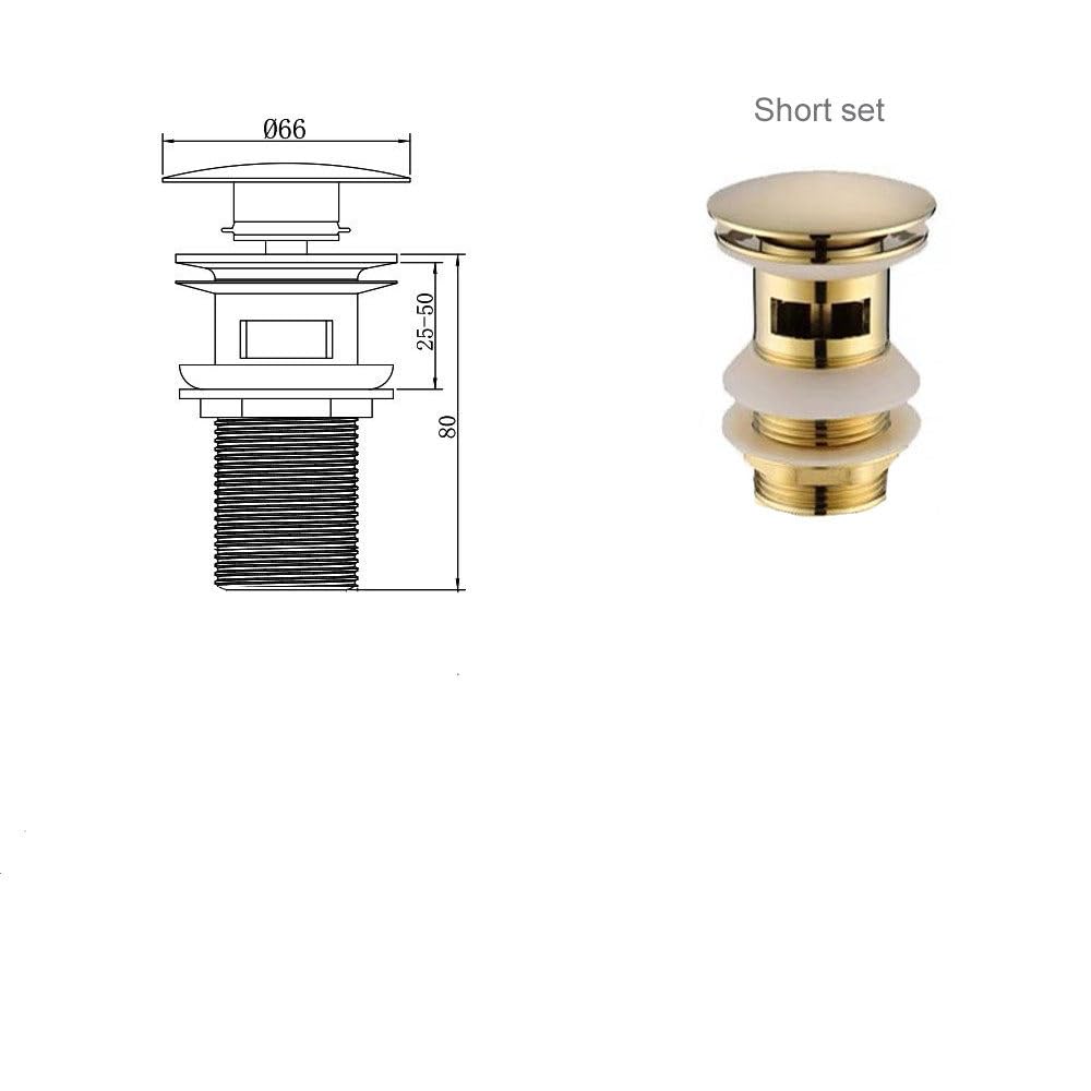 Filtro de drenaje desplegable para fregadero, válvula de baño moderna, accesorio de lavabo de latón, negro dorado, tapón de drenaje de rebote, negro S sin desbordamiento