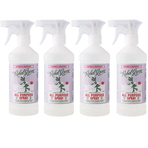 Rebel Green Natural All-Purpose Cleaning Spray - Essential Oil Multi-Surface Cleaner - Kid Safe, Pet Safe & Sustainable Cleaning Products - Lavender & Grapefruit Scent - (16 Ounce Bottles, 4 Pack)