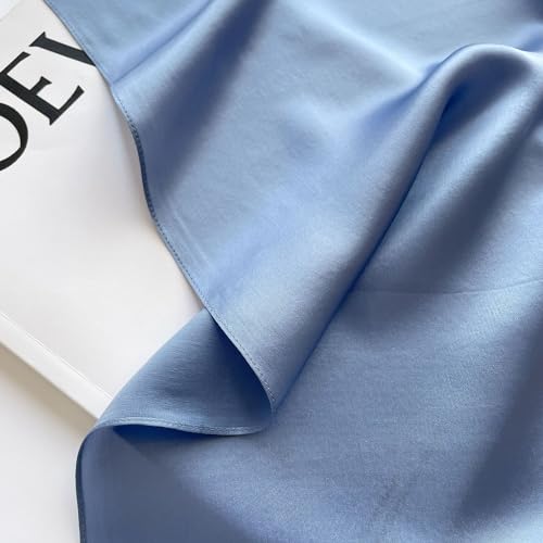 MEISEE 100% Pure Mulberry Silk Scarf 26"x26"(in) Square Scarf Head Scarf Neck scarf Headscarf for Women with Gift Packed-Mist Blue4