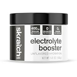 Skratch Labs Electrolyte Booster, Unflavored Unsweetened Hydration Powder, 400mg Sodium, 0 Calories, 0 Sugar, 5.8 oz, 60 Servings, Developed for Athletes and Sports Performance - Gluten Free, Vegan