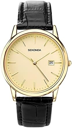 Sekonda Men's Classic 37mm Quartz Watch with Date Window and Leather Strap