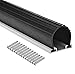 10FT Heavy-Duty U Ring Shape Universal Garage Door Bottom Seals Rubber with Pre-drilled Aluminum Track Retainer Base Kit (10ft, Black)