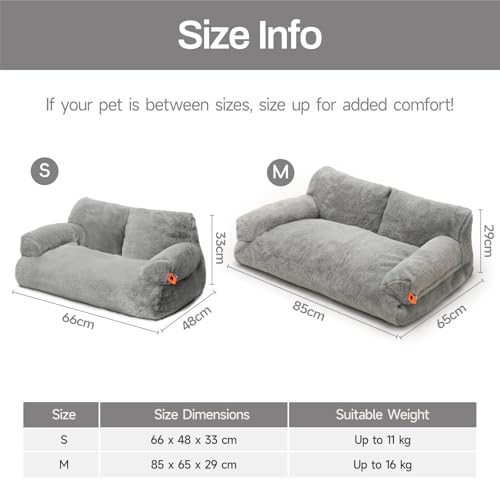 MEWOOFUN Katzenbett, Flauschig und weich Katzensofa Katzencouchbett für mittlere und kleine Hunde/Katzen, süßes Katzenbett mit Rutschfester Unterseite (Grau, L)