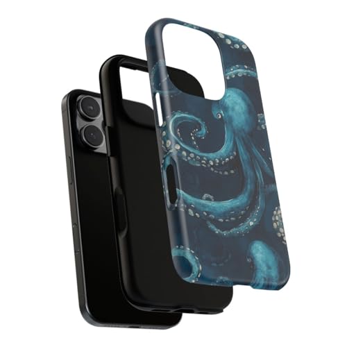 Coque iPhone 16 Pro pieuvre bleue mate anti-rayures - 3
