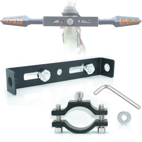 10mm Motorcycle Turn Signal Light Bracket, 2pcs Universal Bicycle Indicator Lamps Pipe Clamp Light Black Metal Turn Signal Bar Mounts Brackets Holder Accessories
