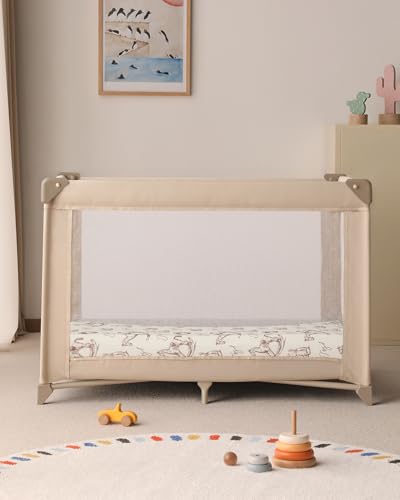Yoofoss Baby Pack and Play Sheets 2 Pack for Boys and Girls - 38x26 Mini Crib Sheets Fitted Neutral Compatible with Graco Pack n Play Mattress,Ultra Soft Breathable Microfiber Rocking Horse
