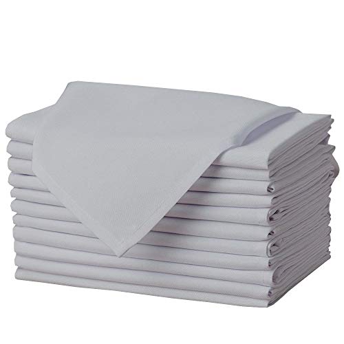 Kitchen Cloth Napkin 16x16 inch - Pack of 12, Dinner Napkins Soft and Comfortable Reusable Cotton Napkins, Perfect Table Napkins Light Grey Napkins for Family Dinners, Weddings