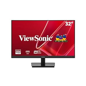ViewSonic VA3209M Moniteur 32 Pouces Full HD (1920p x 1080p), Panneau IPS, 75 Hz, 4 ms GTG, Design sans Cadre, Deux Haut-parleurs, HDMI, VGA, 2 Ans de Garantie