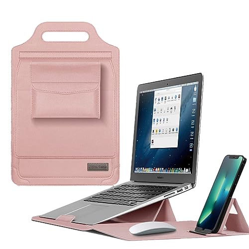 Housse ordinateur 11 12 pouces rose en PU avec béquille intégrée idéale pour le télétravail