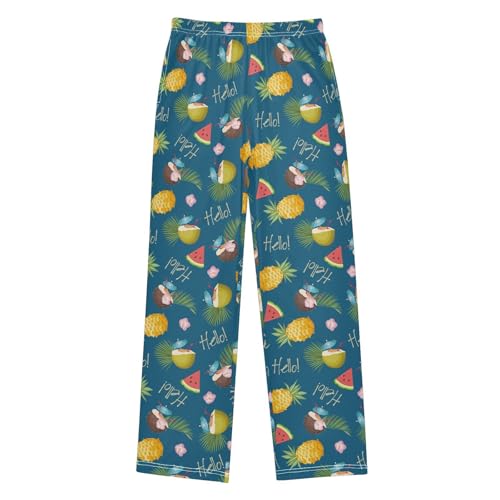 ZZXXB Hello Summer Fruits Boys Long Pants Soft Trousers Elastic Waist Kids Lounge Bottoms with Pockets S-XL