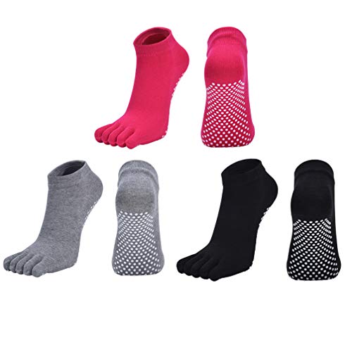 Healifty 3 pares de meias de ioga antiderrapantes para ioga, Pilates Barre, academia, hospitalar, me