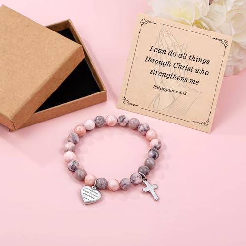 Inspirational Gifts Bracelets for Women Cross Bracelets with Natural Stone Christian Bible Verse Bracelet Prayer Faith Religious Jewelry2