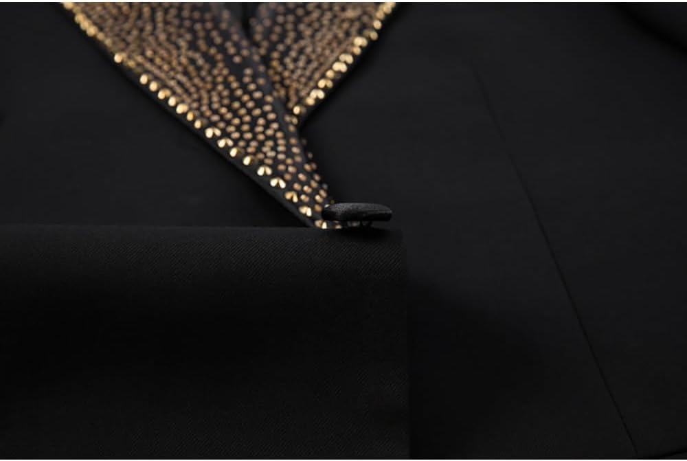 Men's Beading Rhinestones Blazer Jacket Vest Pants 3 Piece Sets Luxury Elegant Tuxedo Formal Suit Wedding Party Prom