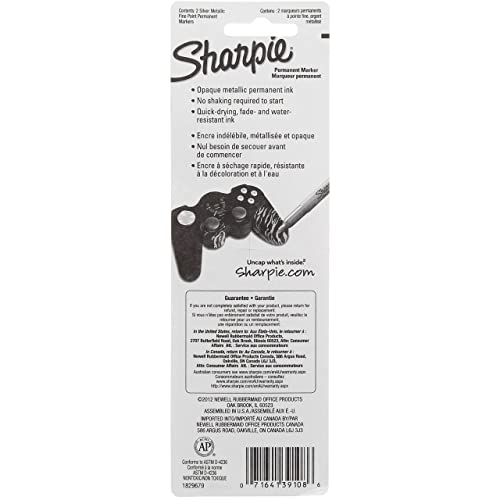Image of Sharpie Metallic Permanent Markers, Fine Point, Silver, For Black Paper or Dark Surfaces, Arts & Crafts, Posters (Pack of 12)