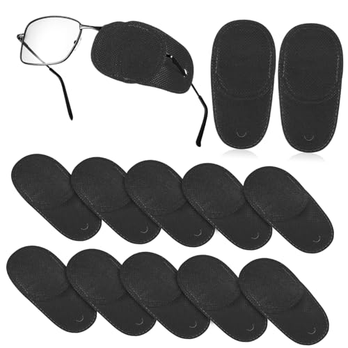 EXQUIMEUBLE 12 piezas Parches Oculares para Adultos Medianas Negro Entrenamiento para Ojo Perezoso Ambliopía y Estrabismo Reutilizable para Ojo y Derecho