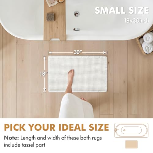 MIULEE Set of 2 Waffle Bathroom Rugs, Boho Bath Rugs Non Slip Washable, Super Absorbent Bath Mats, Ultra Soft Rubber Backed Shower Mats for Bathroom Floor, Tub and Shower, White, 18x30 Inch by MIULEE - Image 2
