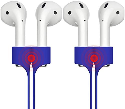 Magnetic Strap for AirPods 1/2, 2 Pack Blue Silicone Cord image 2