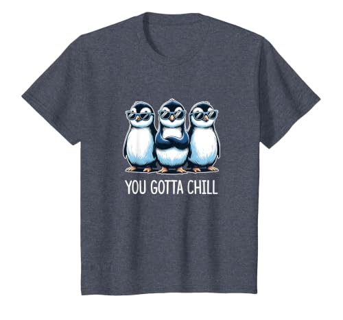 You Gotta Chill - Cool Penguins - T-Shirt, Youth, Heather Blue, 3T