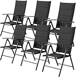 LIFERUN Juego de 6 sillas de jardín plegables con respaldo alto, sillas plegables con