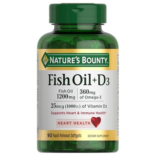 Fish Oil plus Vitamin D3 by Nature's Bounty, Contains Omega 3, Immune Support & Supports Heart Health, 1200mg Fish Oil, 360mg Omega 3, 1000IU Vitamin D3, 90 Softgels