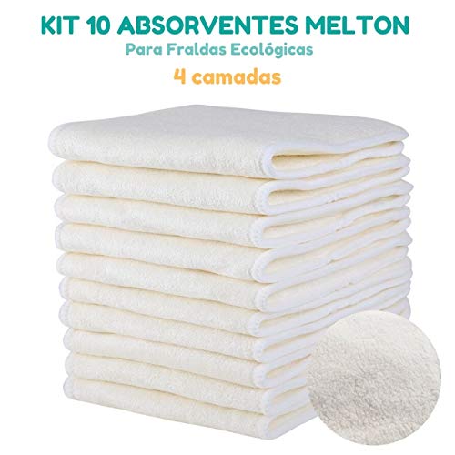 Kit 10 Absorventes Melton para Fraldas Ecológicas 4 Camadas - Amazon