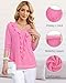 Gaharu Dress Tops for Women Business Casual: Long Sleeve V Neck Peasant Shirts - Plus Size Tops for Women Dressy - Maternity Mom Tunic Tops to Hide Belly Sparkly Pink XXL