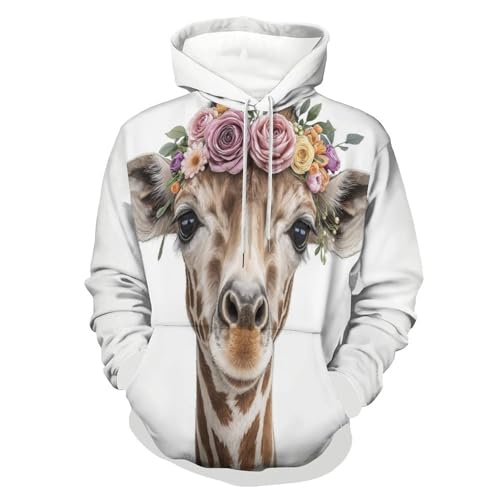 Sweat-shirt capuche homme girafe aquarelle idéal pour le weekend