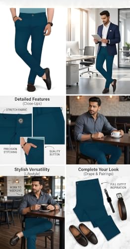 Image of Vanits Men's Slim Fit Casual Trousers Pack of 1