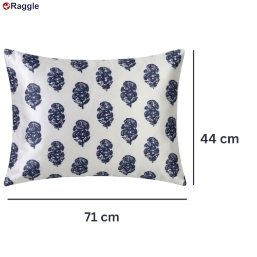 Image of RAGGLE Set of 4 Satin Silk Pillowcase for Hair and Skin Standard Size 18 inchX 28 inch with Soft Breathable Smooth Cooling Pillow Covers for Sleeping or Pillow Protector (4, Navy Blue Printed)