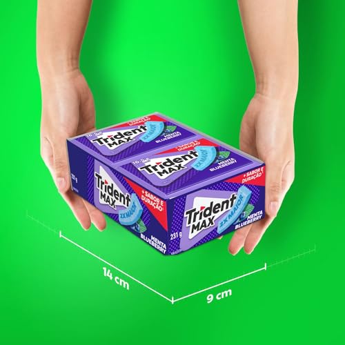 Chiclete Trident Max Menta Blueberry Sem Açúcar - Caixa com 14 unid. de 16,5g