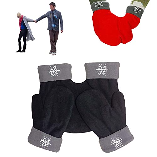 3-Teilige Winterhandschuhe für Paare - Dicker Warmer Handschuh Tunnelhandschuhe Weihnachtshandschuhe für Liebhaber (Schwarz Einheitsgröße)