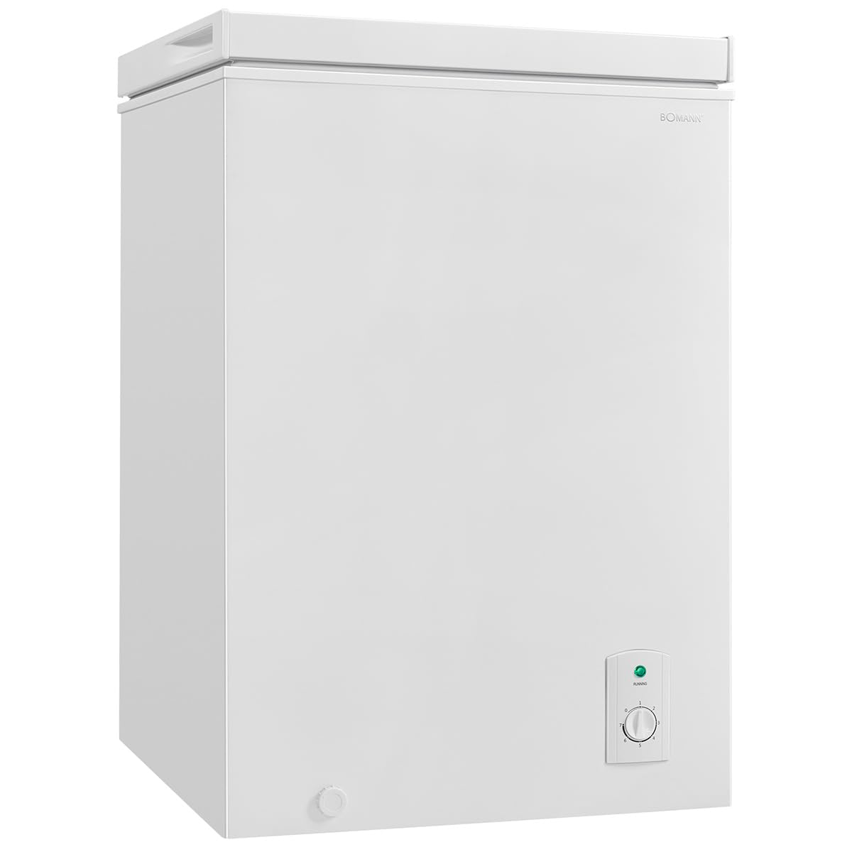 Bomann, 100L Gefriertruhe weiß GT7355 – 4 Sterne, Temperatur ≤ -18°C, Gefriervermögen 4,5 kg/24h, Kontrollleuchte, Temperatureinstellung, abnehmbar, Rollen, ideal für die Familie