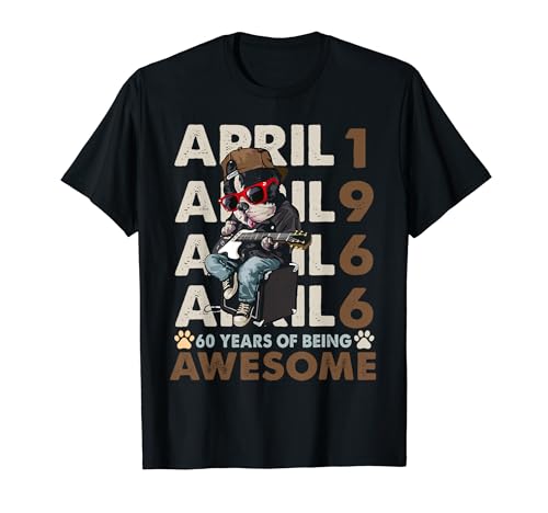 60th Birthday Dog Lover April 1966 Vintage 60 Years Old Men T�V���c