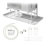 Ralertreik Bandeja de Condensación para Aire Acondicionado – Acero Inoxidable 304 Blanco – Uso Exterior, Anticorrosión, con Tubería de Drenaje y Soporte Ajustable 840x390x35mm
