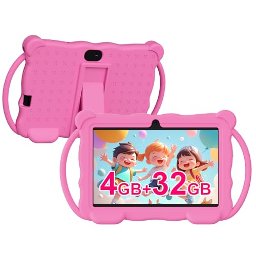 Nyxolaria Kids Tablet 7 inch for Children,32GB ROM Toddler Learning Tablet with Protective Case,Pre-Installed Educational Apps, Parental Control,Gift for Boys and Girls. (Pink)
