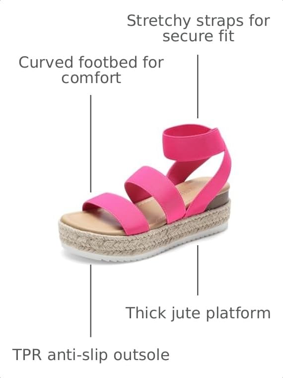 Image of DREAM PAIRS Strappy Espadrille Platform Wedge Sandals for Women Dressy Summer, Comfortable Open Toe Sandals with Cushioned Insole and Ankle Strap Buckle