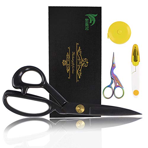 BIHRTC Dressmaker Scissors fabric shears 9 Inch Industrial High Carbon Steel Grip mini scissor Tailor Scissors for Sewing Embroidery Craft Cutting Ceremonial Quilting Stylist with Tape Measure