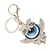 Qalvona Rhinestone Keychain with Blue Turkish Evil Eye Pendant, Zinc Alloy, 1pc - Fashionable Durable Accessory, Protective Amulet, Ideal for Bags and Home Decor