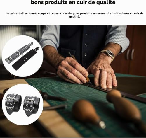QiKKago 𝗕-𝗗-𝗦-𝗠 Bracelet Classique à Boutons En Cuir Noir Montrant La Personnalité Et Le Goût ! Un Cadeau Original Pour Les Hommes Et Les Femmes ! – vue 2