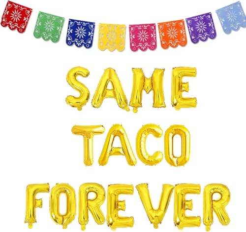 Kit de décoration pour l'enterrement de vie de jeune fille d'une lesbienne mexicaine - Final Fiesta Same Taco Forever Balloon Banner for Mexican Party Banners Funny Bridal Shower Engagement Party