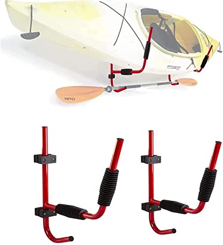 QQMQQ Kayak Storage Rack, Wall Mount Canoe Surfboard, 100lb Capacity Holder W/Hook Hanger, Indoor/Outdoor Kayak Stands
