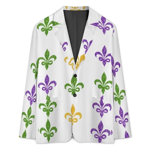Mardi and Gras Fleurde-Lis Mens Blazer Lightweight Sport Coat Two Button Suit Jackets3