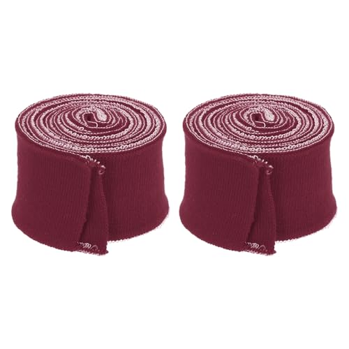 Rebower 1.5 Inch Elastic Cuffs for Sewing Knitted Ribbed Cotton Fabric Sleeves Waistband Ribbed Trim, [for Cloth, DIY Craft] - 2.6ft/ Wine Red/ 2pcs