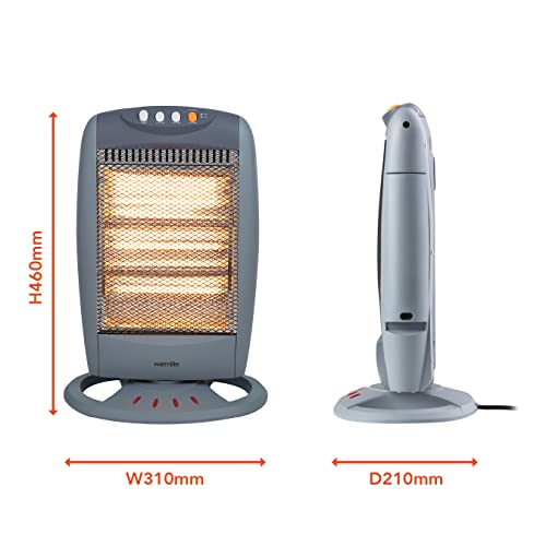 Warmlite WL42005 3 Bar Halogen Heater with Carry Handle, Safety Tip-Over Switch, 1200W, Grey - 6