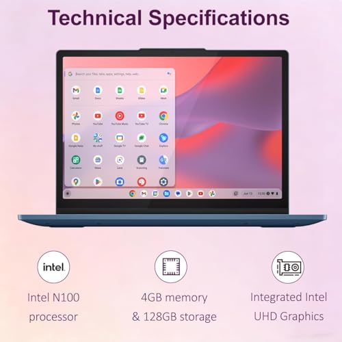 Image of Lenovo IdeaPad Flex 3i Chromebook 2-in-1 Laptop (12.2 inch FHD+ Touchscreen, Intel N100, 4GB DDR5 RAM, 64GB eMMC + 64GB SD Card) for Home & Students, NFC, Long Battery Life, Lightweight, Chrome OS, Blue