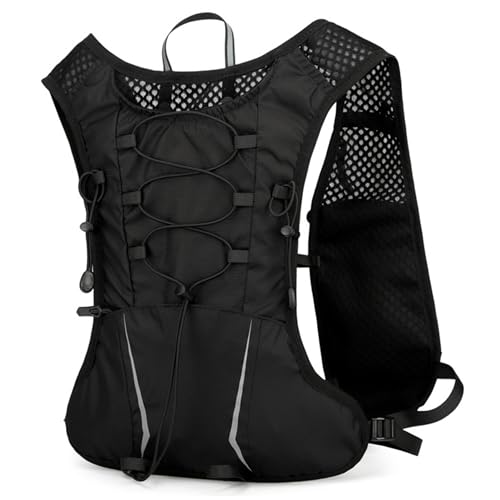 Mochila de hidratación para hombres chaleco ligero negro para correr y ciclismo